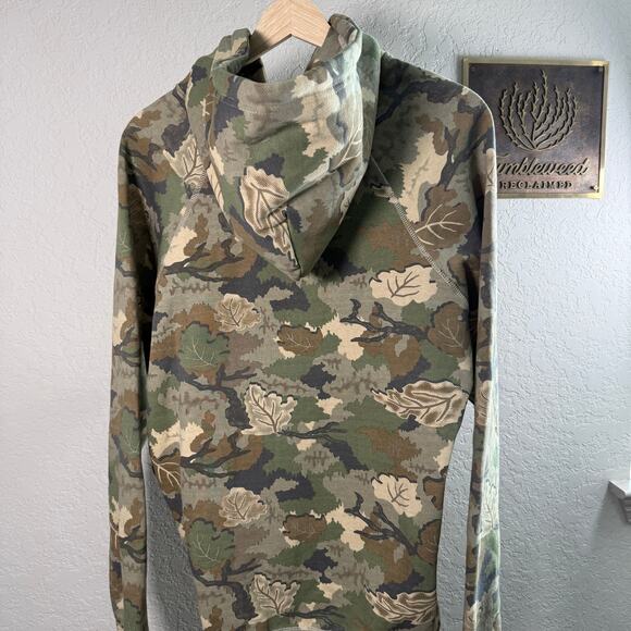 Men's Brixton Green Brown Leaf Camo Builders Fleece Hood Size Medium NEW - Picture 7 of 12